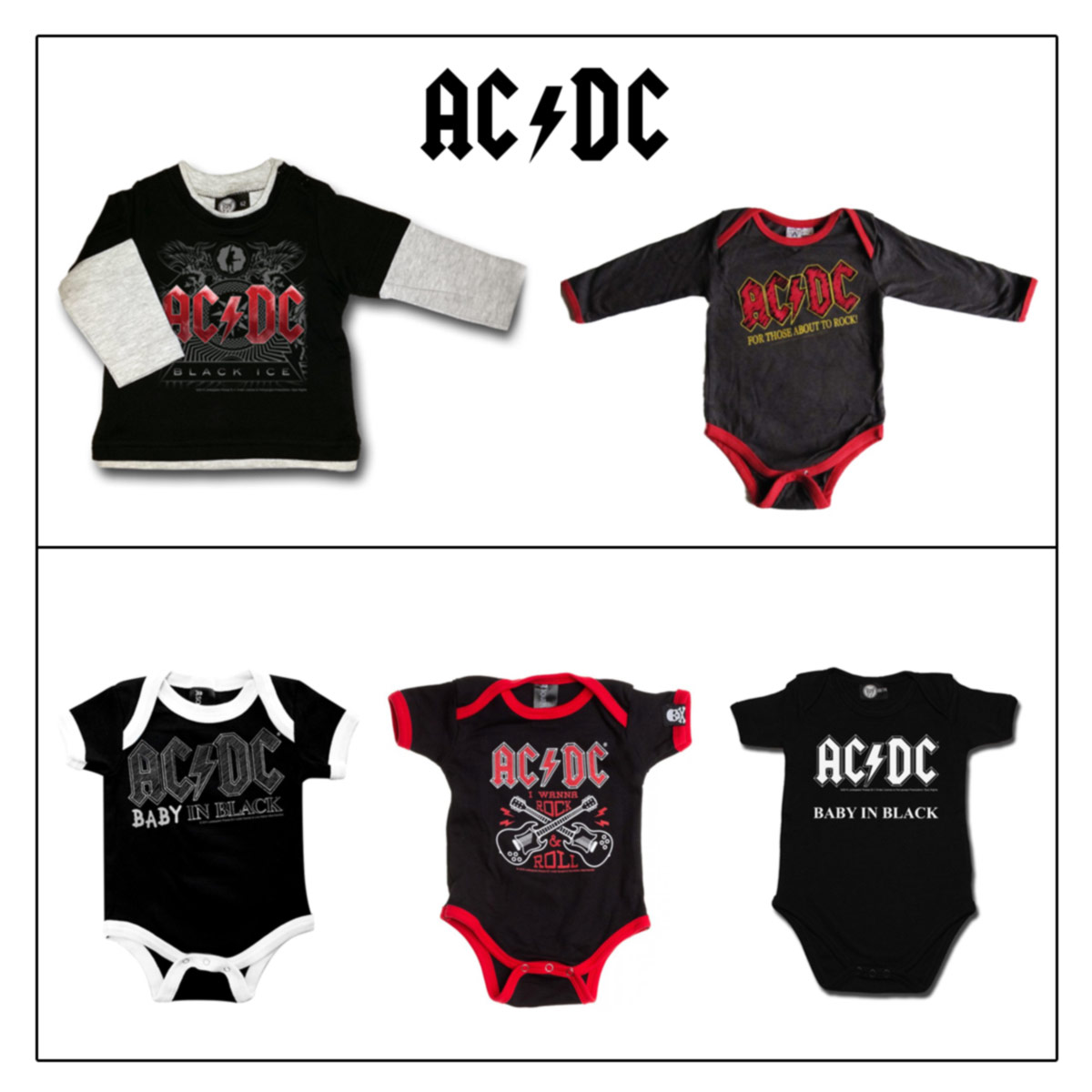 ACDC, BODY,TSHIRT,BABY, NEONATO, 0 24 MESI